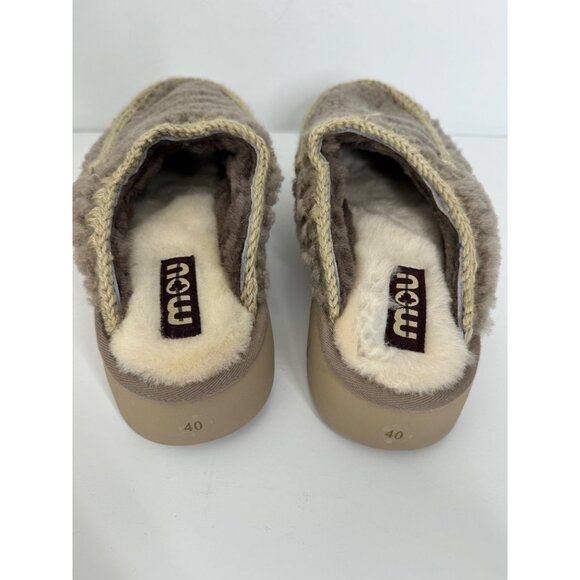 NEW Mou Bounce Curly Clog Slippers Gray Mule Shearling Size EU 40 US 9 9.5 - Picture 4 of 6